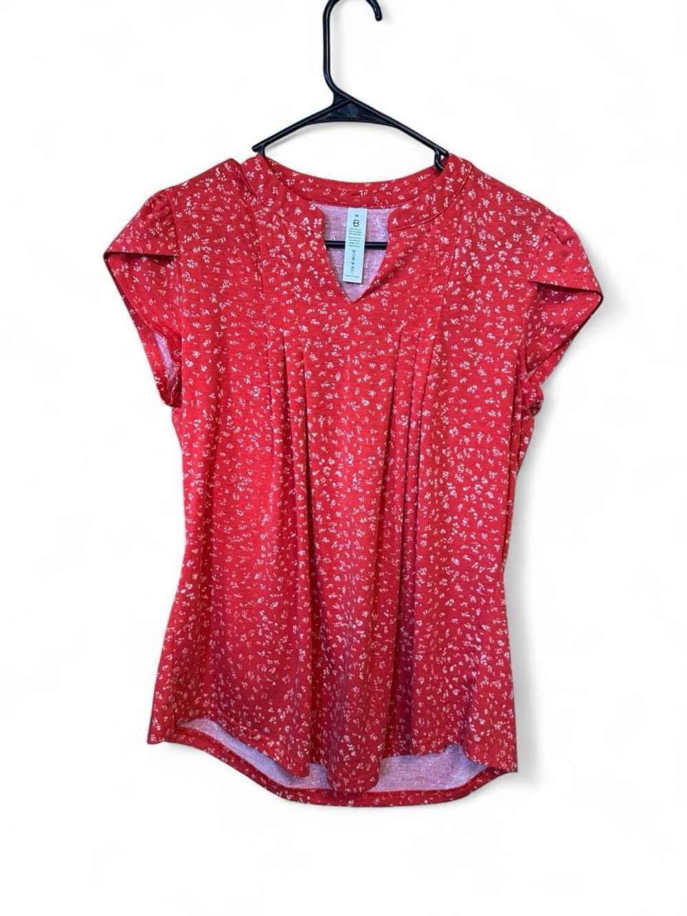 Cap Sleeve Blouse - Red and white - Medium